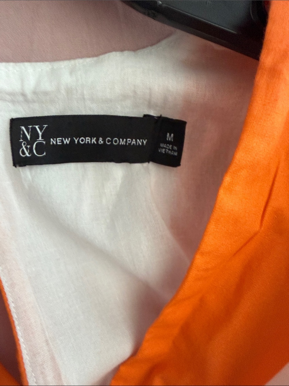 New York & Company Orange and White Long SleeveDress - Picture 2 of 3